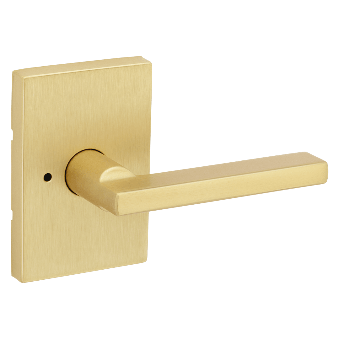 Halifax Bed/Bath Door Lever in Satin Brass with Rectangle Rosette