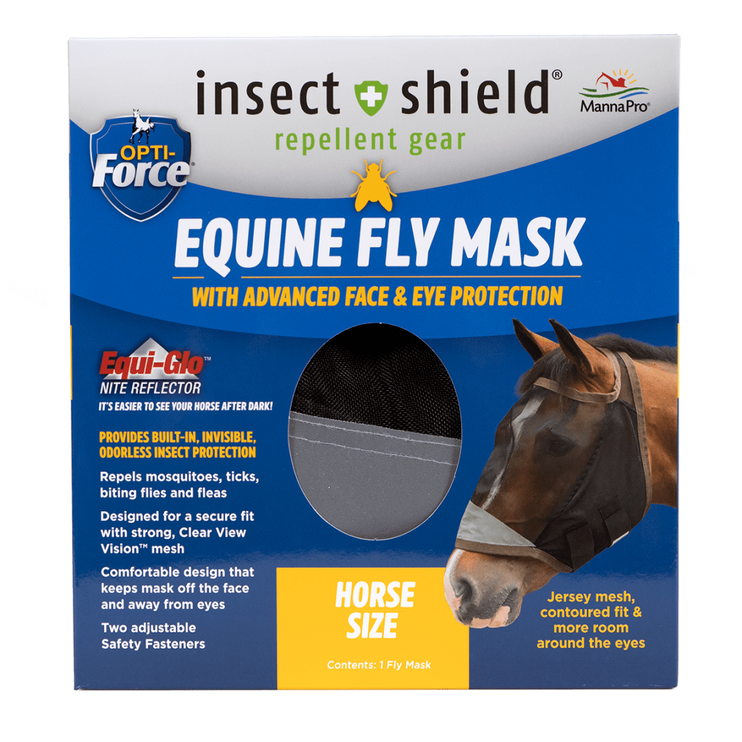 Opti-Force-Force Equine Fly Mask | Horse Fly Mask with UV Protection and Insect Repellent | Adjustable Fit for Comfort | Without Ears Standard
