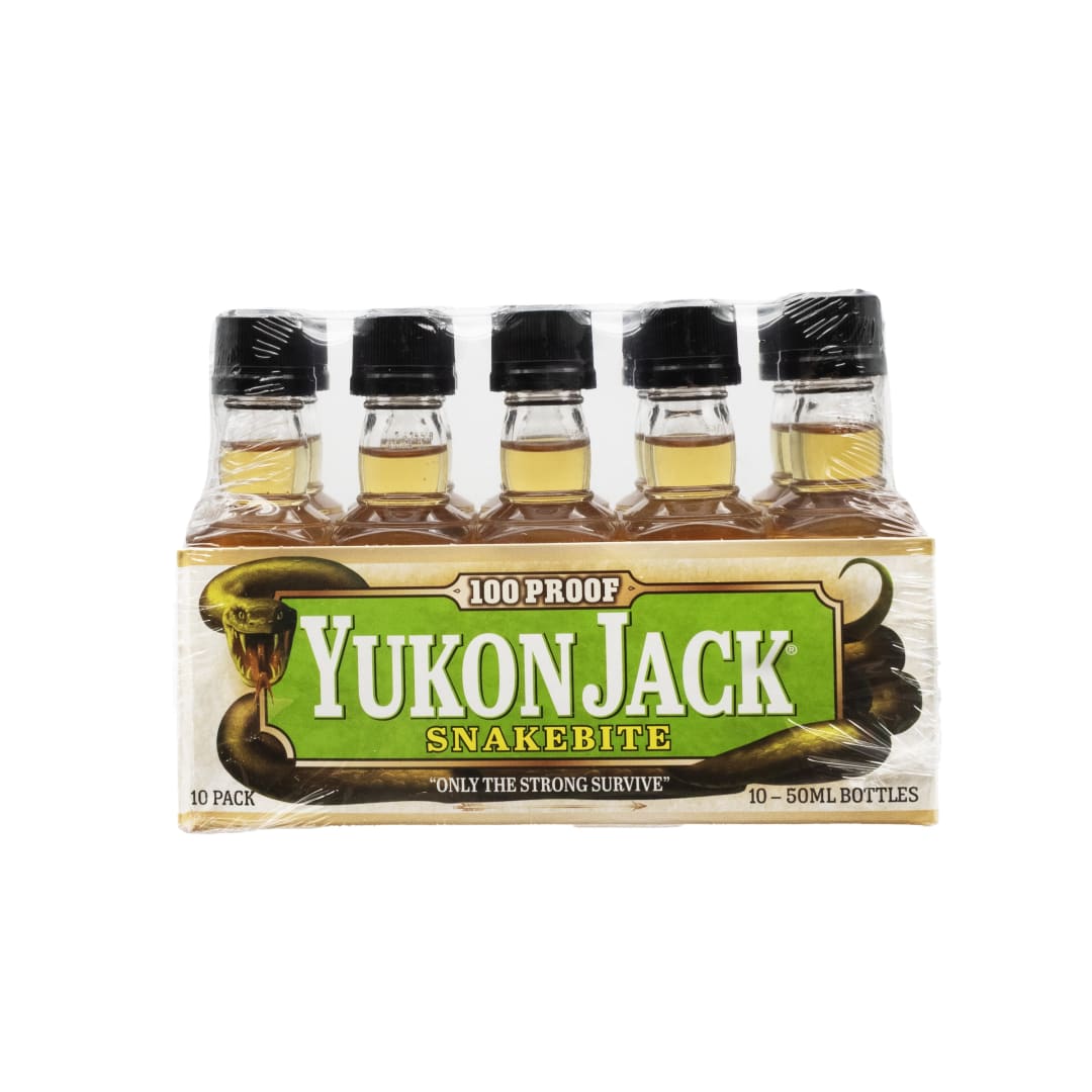 Yukon Jack Snakebite Whiskey Liqueur 10 Pack 50ml 100 Proof