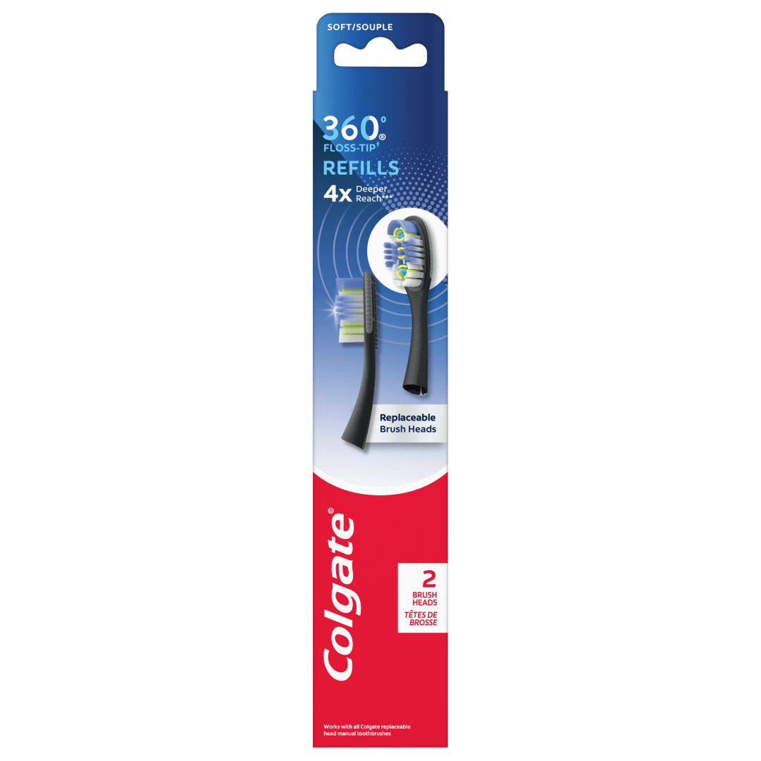 Colgate 360 Floss Tip Replaceable Head Toothbrush Refill Kit, 2 Brush Heads