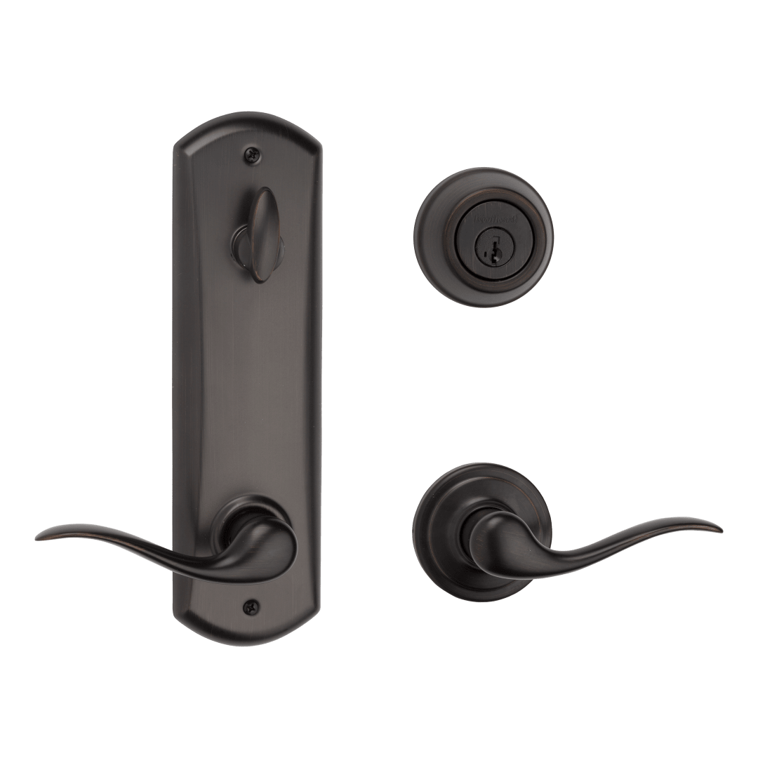 Tustin Hall/Closet Interconnect Keyed Entry UL Lever featuring SmartKey Security™ in Venetian Bronze