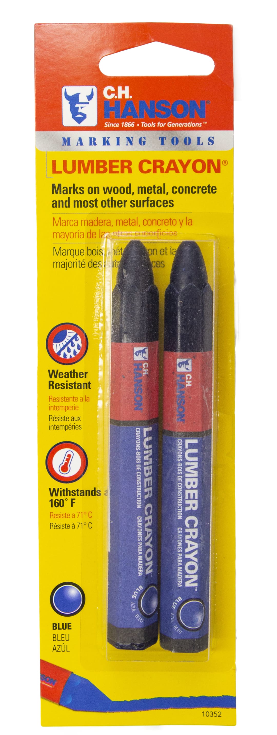 El Marko® Lumber Crayon-Standard Blue 2Pcs. Carded