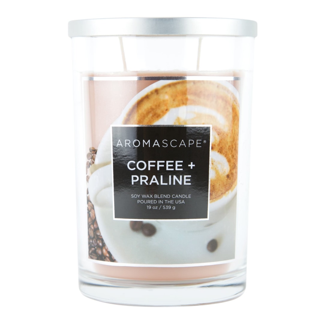 Aromascape PT41923 2-Wick Scented Jar Candle Coffee & Praline 19-Ounce Brown