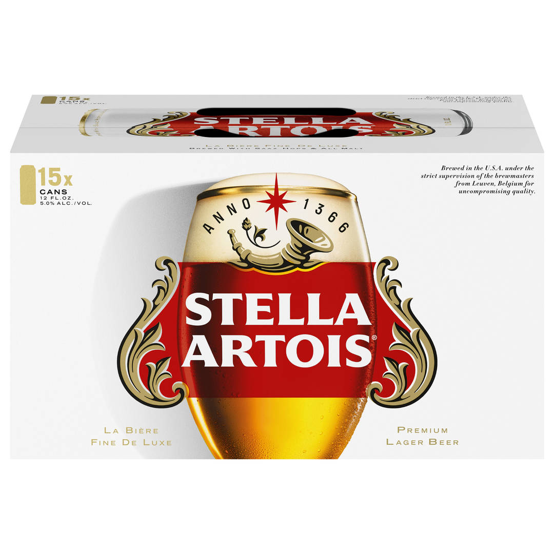 Stella Artois Premium Lager Beer 15 - 12 fl oz Cans
