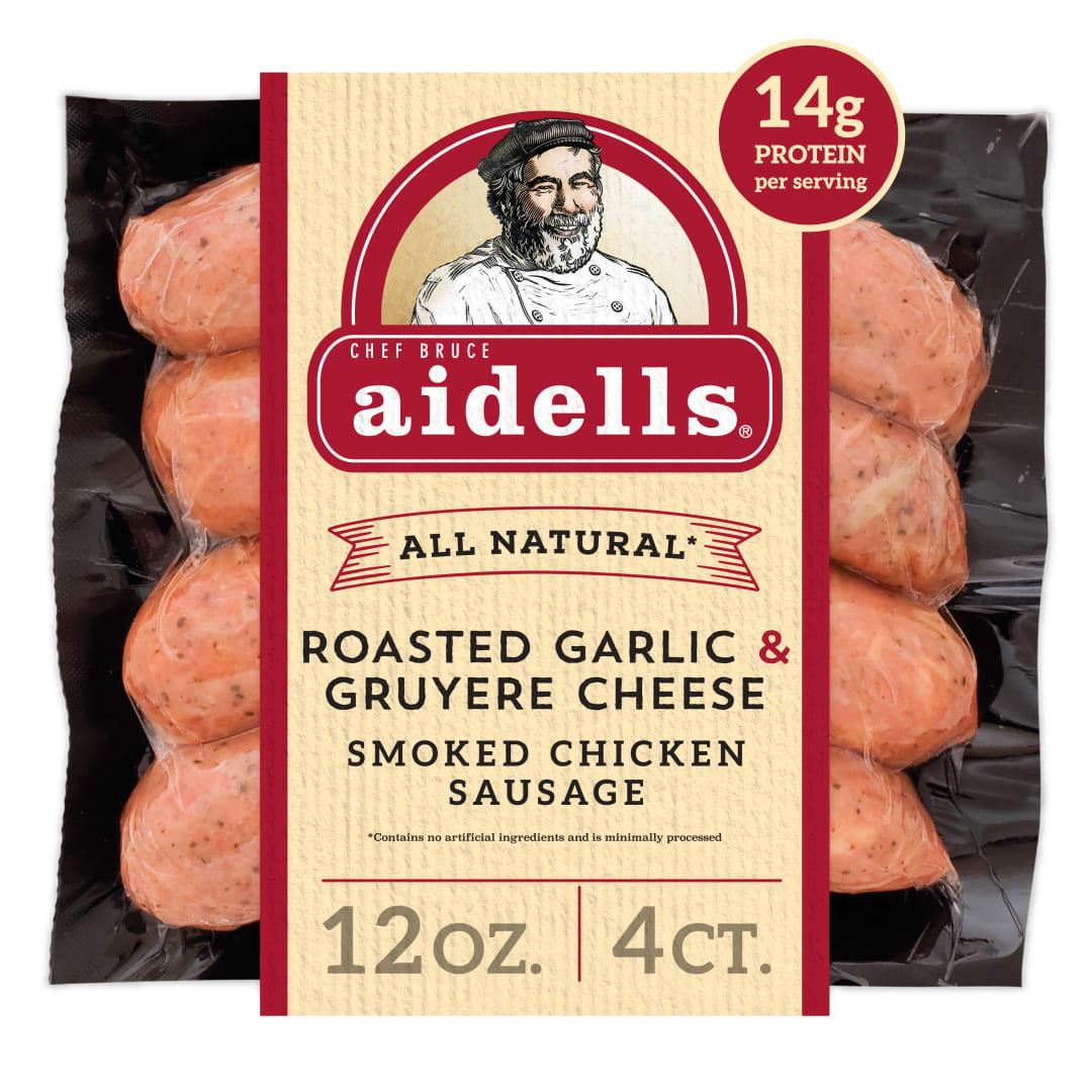 Aidells® Smoked Chicken Sausage, Roasted Garlic & Gruyere Cheese, 12 oz. (4 Fully Cooked Links)