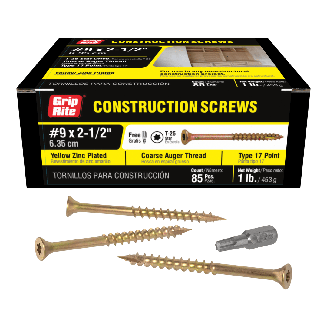 Grip-Rite #9 X 2-1/2" Construction Screw T25 1#M Hand Drive Interior General Construction Screws