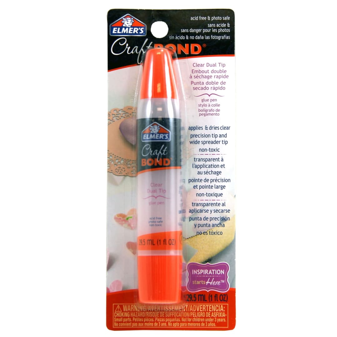 Elmer's Craft Bond Dual Tip Glue Pen, Clear, 1 Tube, Size 1 oz.