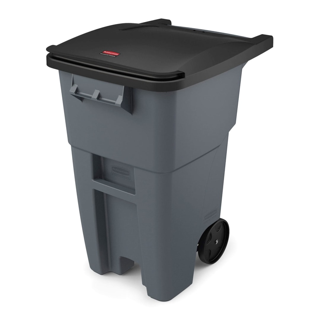 Rubbermaid Commercial Products 50 Gallon Rollout Trash Can, Gray