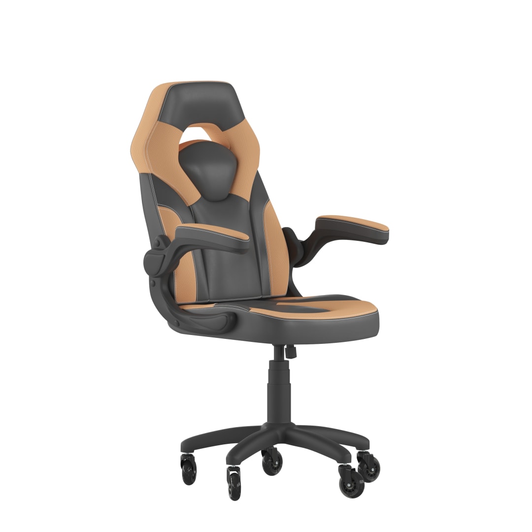 X10 Gaming Chair Racing Office Computer PC Adjustable Chair with Flip-up Arms and Transparent Roller Wheels, Orange/Black LeatherSoft