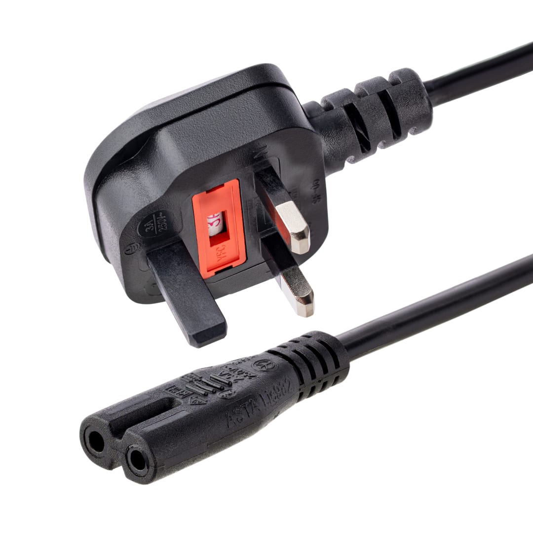 1m C7 Laptop Power Cord - UK Plug to IEC320 C7