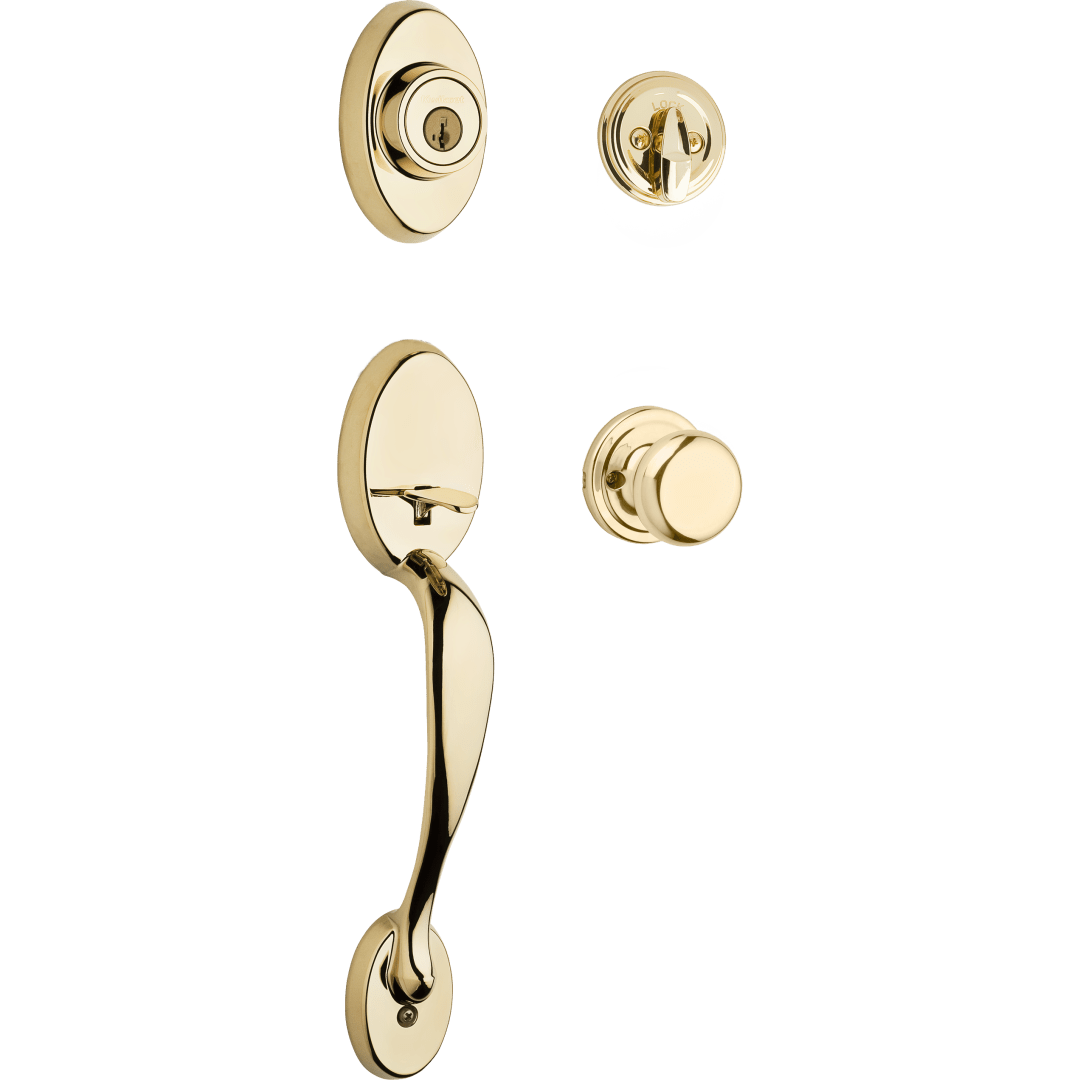 Chelsea Single Cylinder Handleset w/Juno Knob featuring SmartKey Security™ in Lifetime Polished Brass