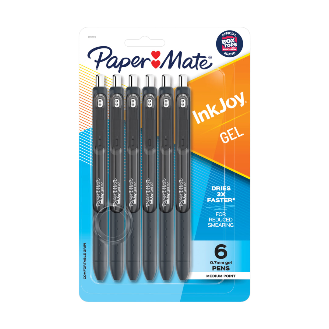 Paper Mate® InkJoy® Gel Pens, Medium Point, Black, 6 Pack