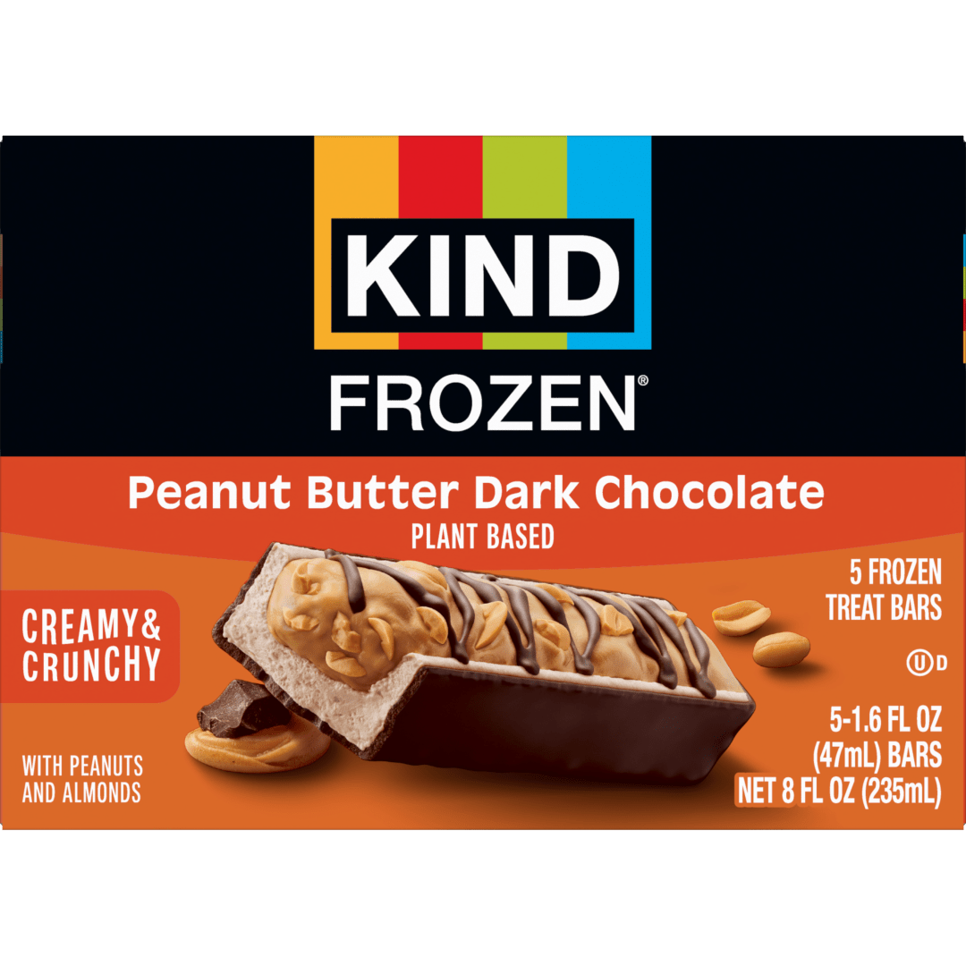 KIND FROZEN Plant Based Frozen Treat Bar, Peanut Butter Dark Chocolate Nut Treat Bars, 5 Pack, 1.6 Oz Bars
