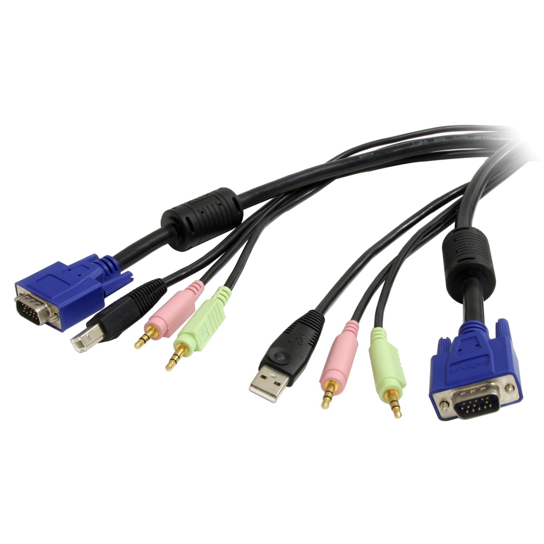 6 ft 4-in-1 USB VGA KVM Cable with Audio