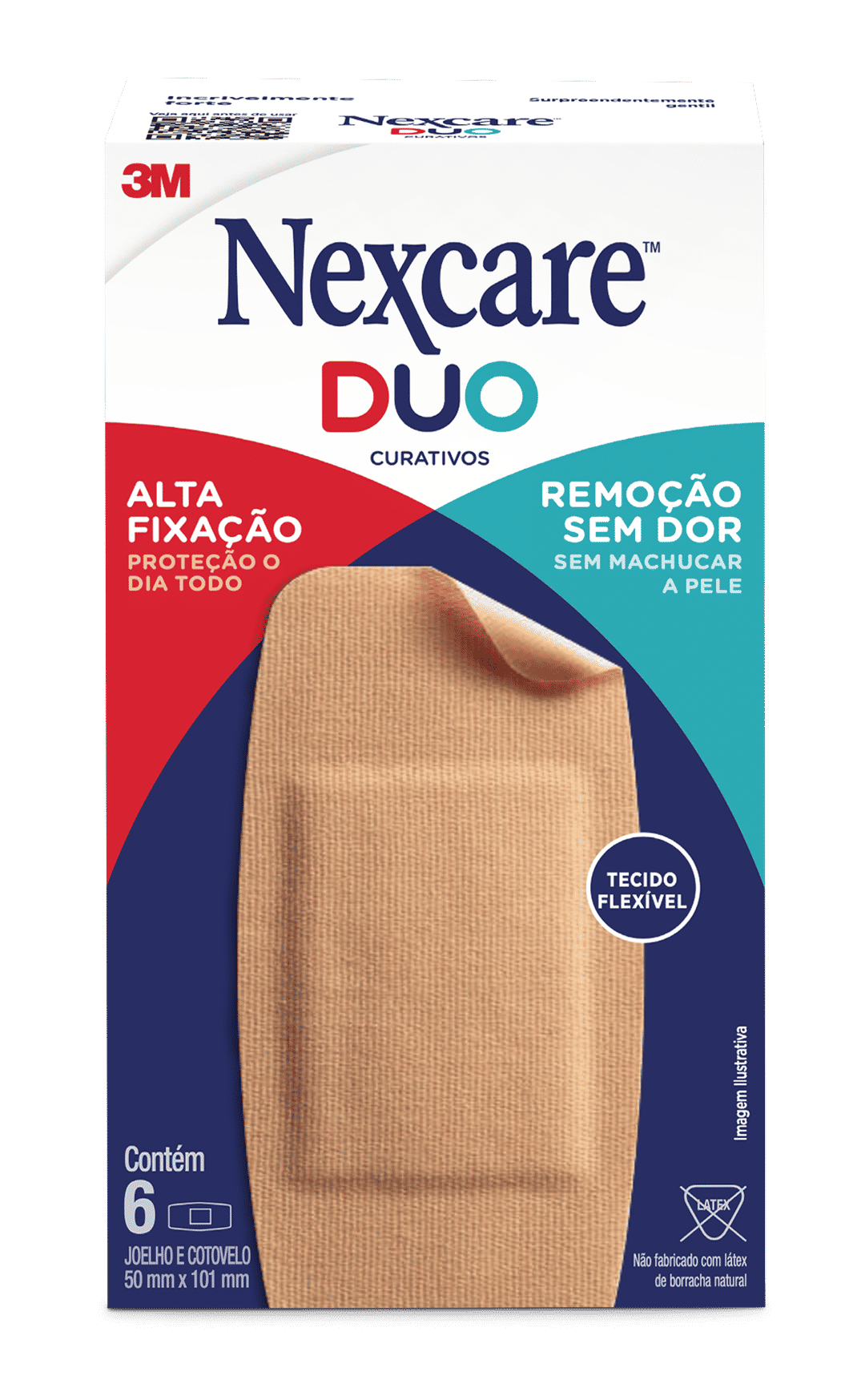 Curativos Nexcare™ Duo para Joelho e Cotovelo, 6 Unidades, 50 mm x 101 mm