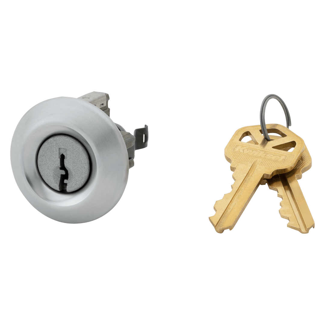 Pin &amp; Tumbler Cylinder and Cover for Polo Knob in Satin Chrome Finish