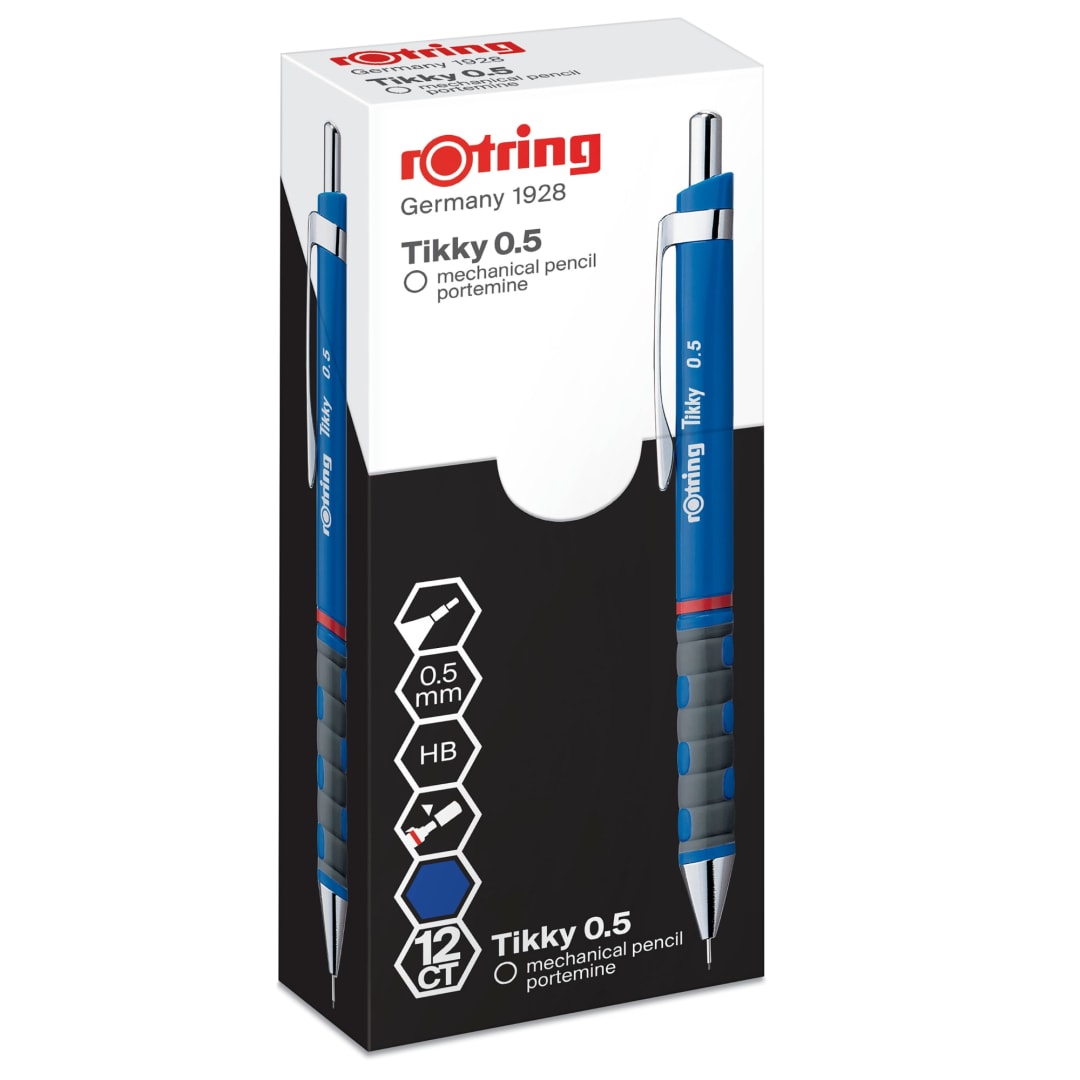 rOtring Tikky Colour-Coded Mechanical Pencils | 0.5 mm | Blue Barrel | Box of 12