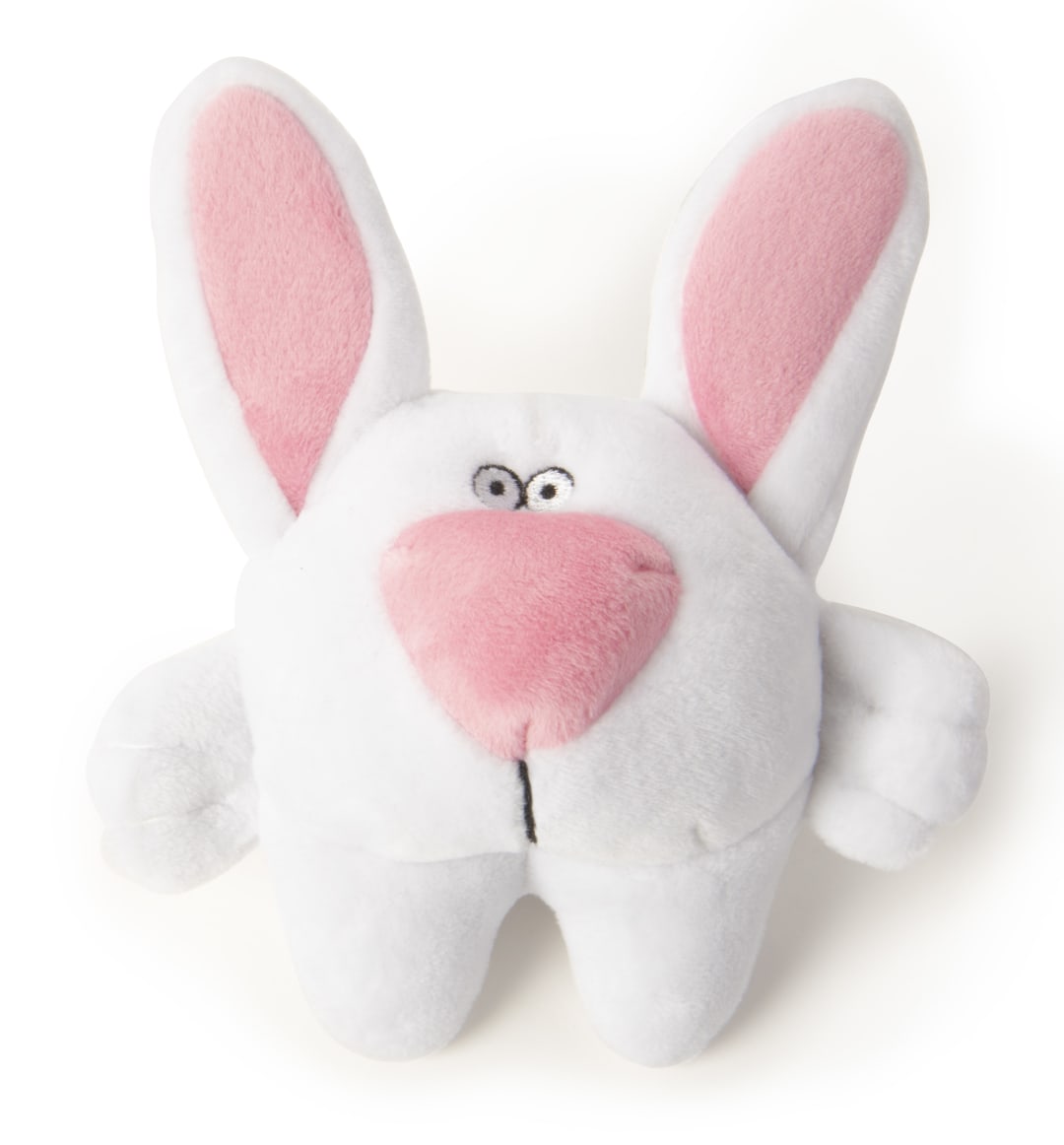 goDog Big Nose Bunny Squeaky Plush Dog Toy With Chew Guard Technology, White, Small