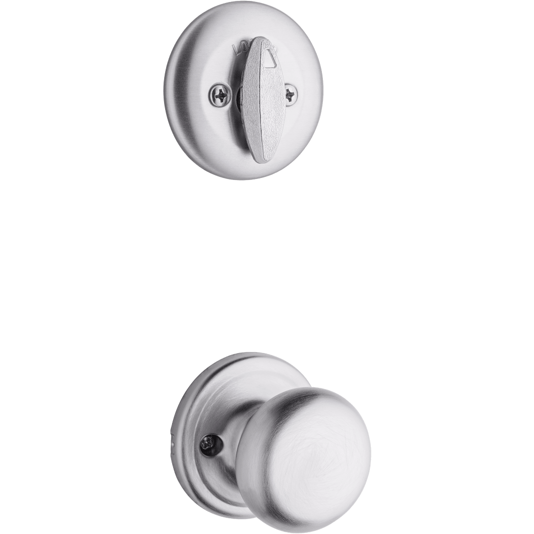 604 Single Cylinder Interior Pack w/Hancock Knob for Kwikset Series Handlesets in Satin Chrome