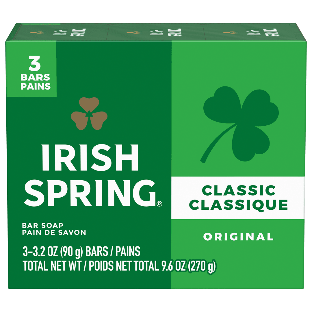 Pain de savon désodorisant Irish Spring Original pour homme, Avec huile de lin, Savon désodorisant offrant 12 heures de fraîcheur, Pain de 90 g (lot de 3)