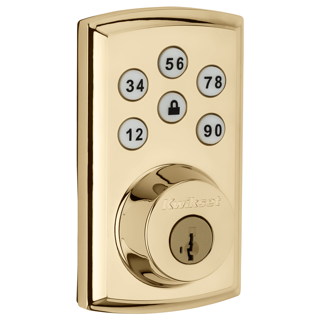 888 SmartCode Electronic Deadbolt with Z-Wave Technology featuring SmartKey Security™ in Lifetime Polished Brass