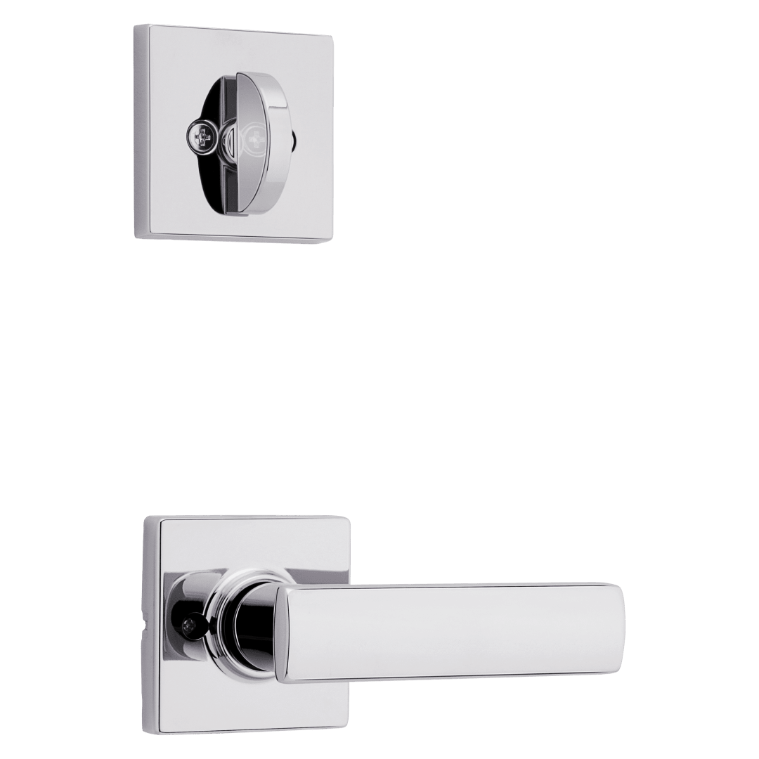 966 Single Cylinder Interior Pack w/ Square Rose Breton Lever Handlesets in Polished Chrome