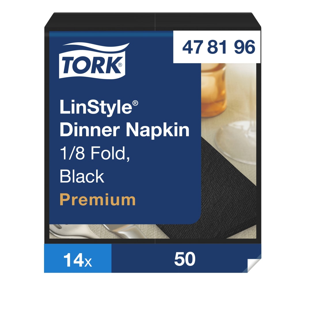 Tork Premium LinStyle® Black Dinner Napkin 1/8 Folded