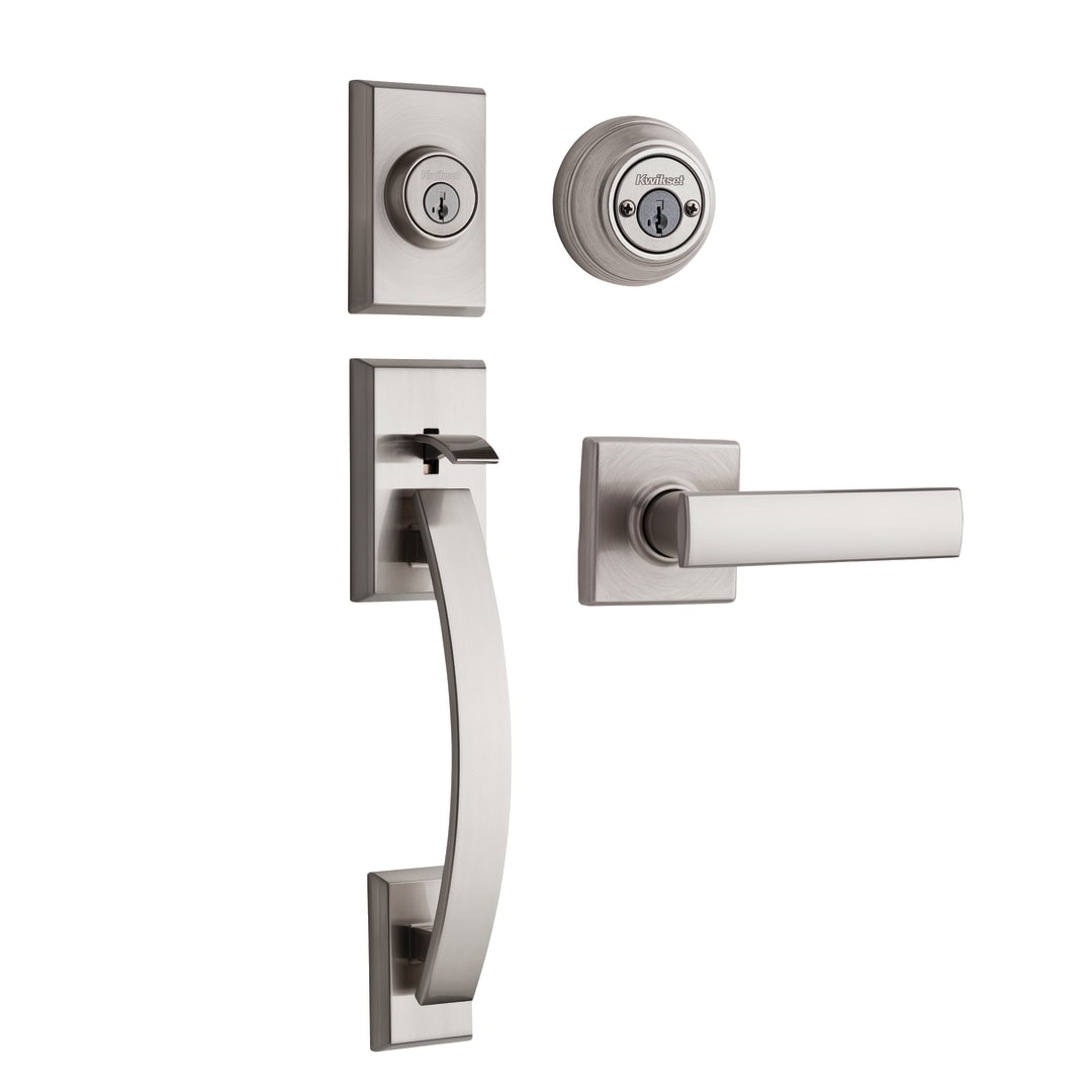 Tavaris Double Cylinder Handleset w/Vedani Lever featuring SmartKey Security™ in Satin Nickel