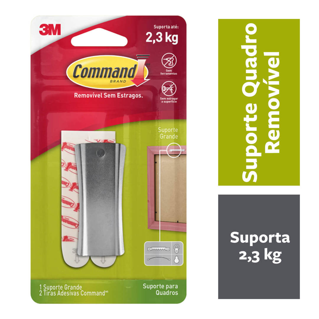 Suporte Adesivo para Quadros 3M™ Command™, Metálico, Grande, 1 Unidade