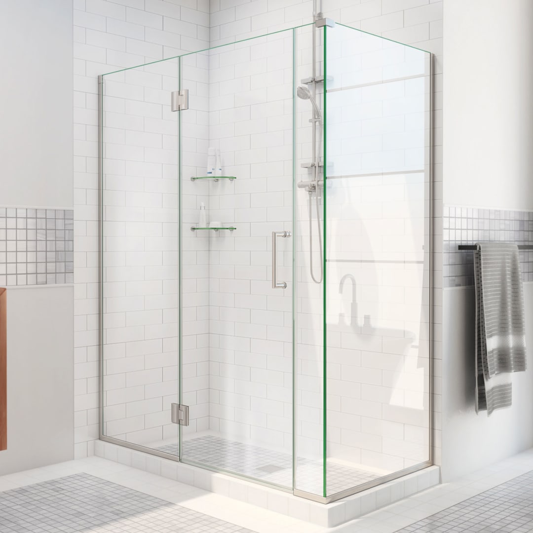 DreamLine Unidoor-X 35 1/2 inch W x 34 3/8 inch D x 72 inch H Frameless Hinged Shower Enclosure in Brushed Nickel