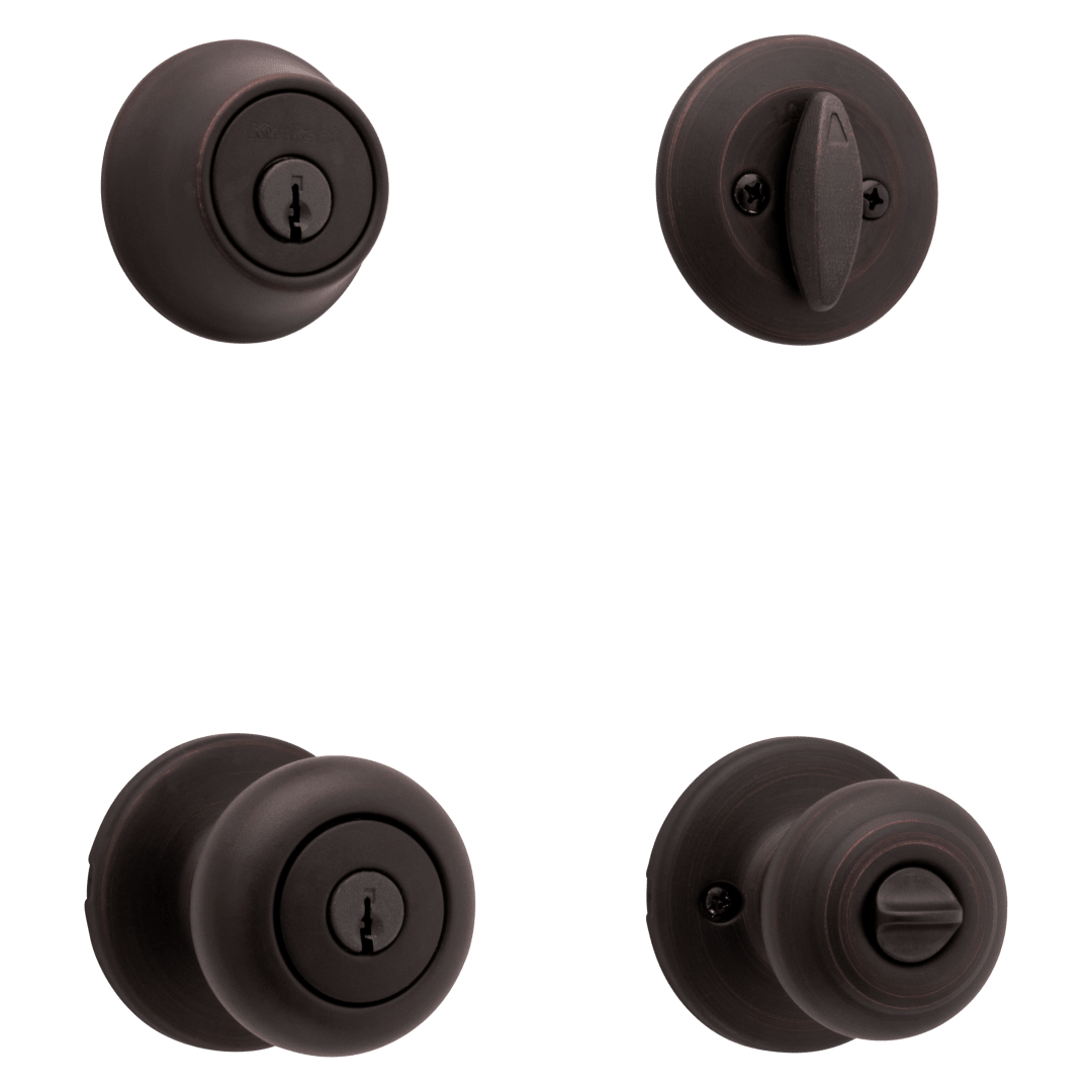 690 Cove Keyed Entry Knob and Single Cylinder Deadbolt Combo Pack in Venetian Bronze
