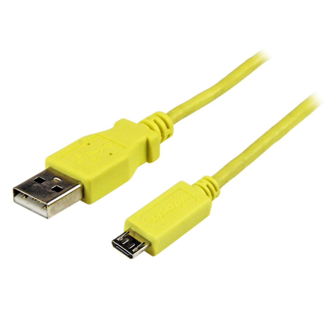 1m Phone Charge Cable USB to Thin Micro USB Yellow