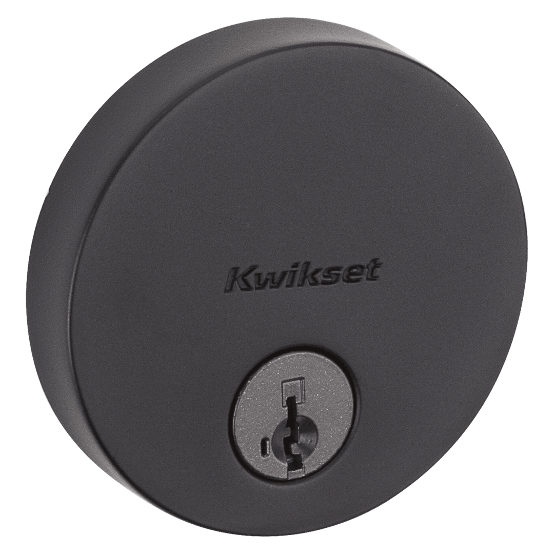 Uptown Single Cylinder Deadbolt in Matte Black featuring SmartKey Security