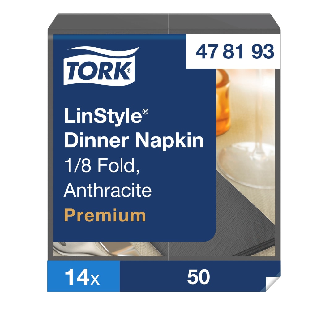 Tork Premium Linstyle® Anthracite Dinner Napkin 1/8 Folded