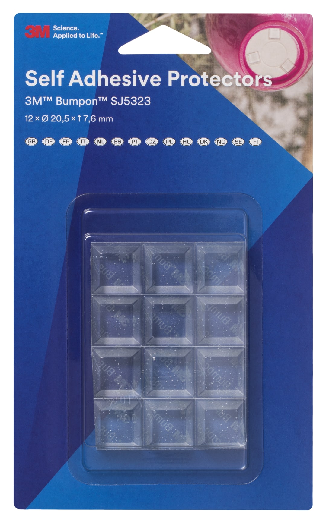 3M™ Bumpon™ SJ5323BL Elastikpuffer Mini-Pack, Transparent, 12 Stück, 20,5 x 7,6 mm, Klebstoff Acrylat A-20