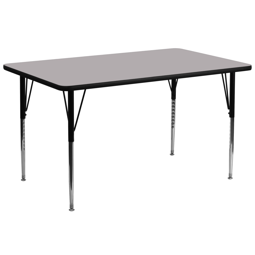 Wren 30''W x 72''L Rectangular Grey Thermal Laminate Activity Table - Standard Height Adjustable Legs