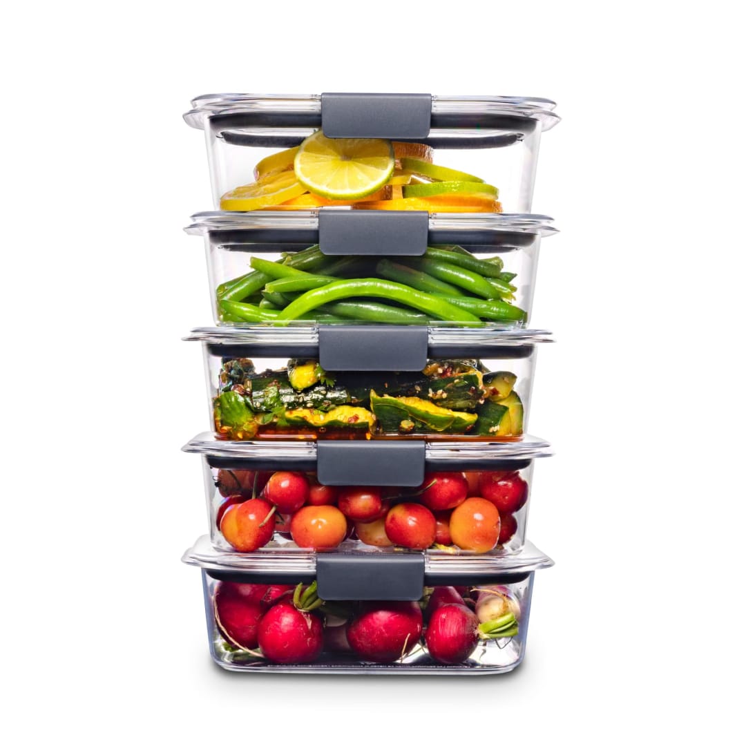 Rubbermaid® Brilliance® Food Storage Containers, BPA-Free Plastic, Medium, 3.2 Cup, 5 Pack, Clear