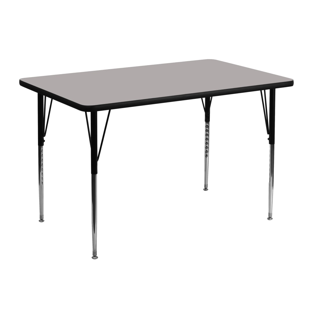 Wren 30''W x 48''L Rectangular Grey HP Laminate Activity Table - Standard Height Adjustable Legs