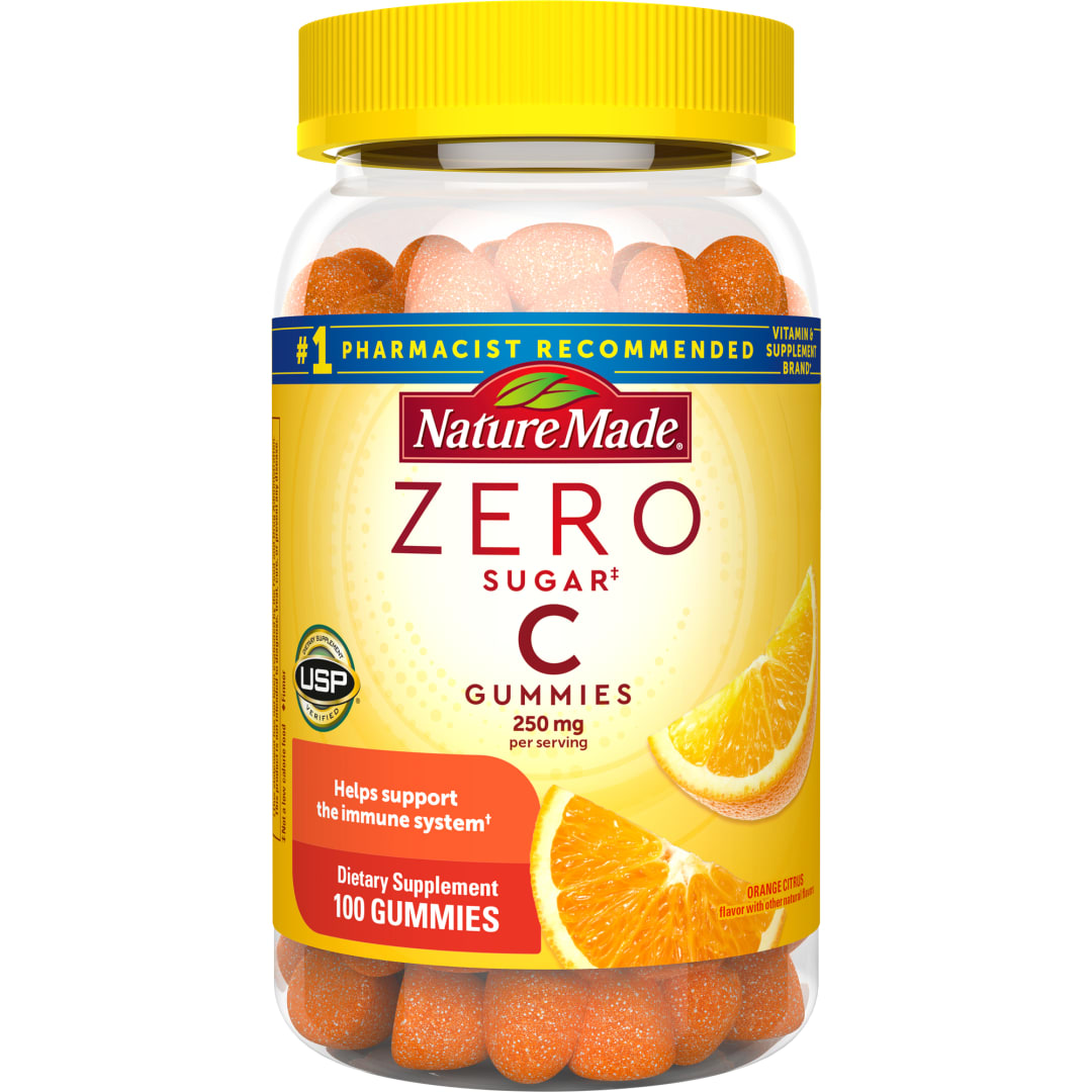 Nature Made Zero Sugar Vitamin C Gummies, USP Verified - Orange Citrus Flavor - 100ct
