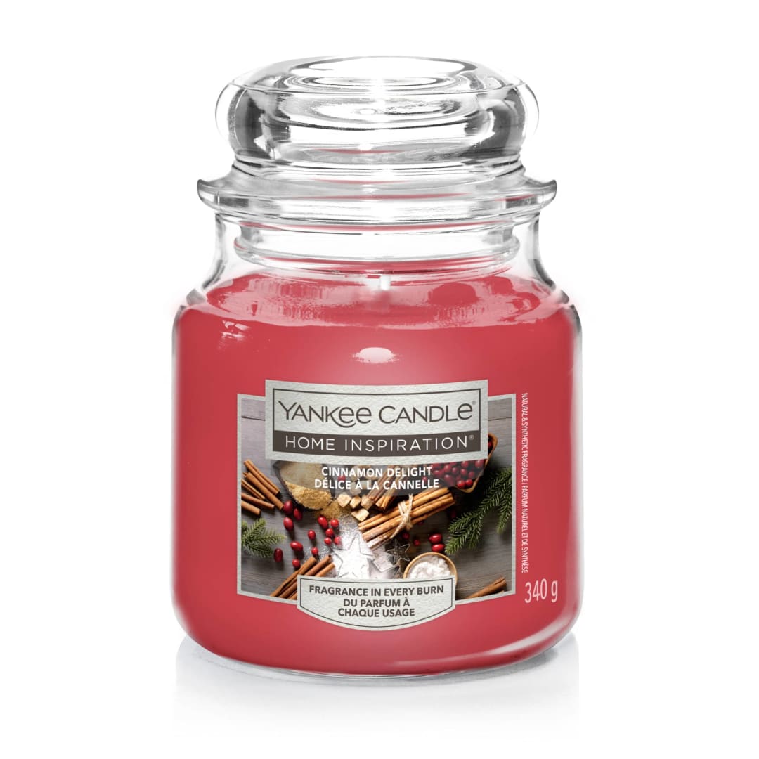Yankee Candle® Home Inspiration Scented Candle | Cinnamon Delight Medium Jar Candle | Long Burning Candles: Up to 60 Hours | Perfect Gifts for Women