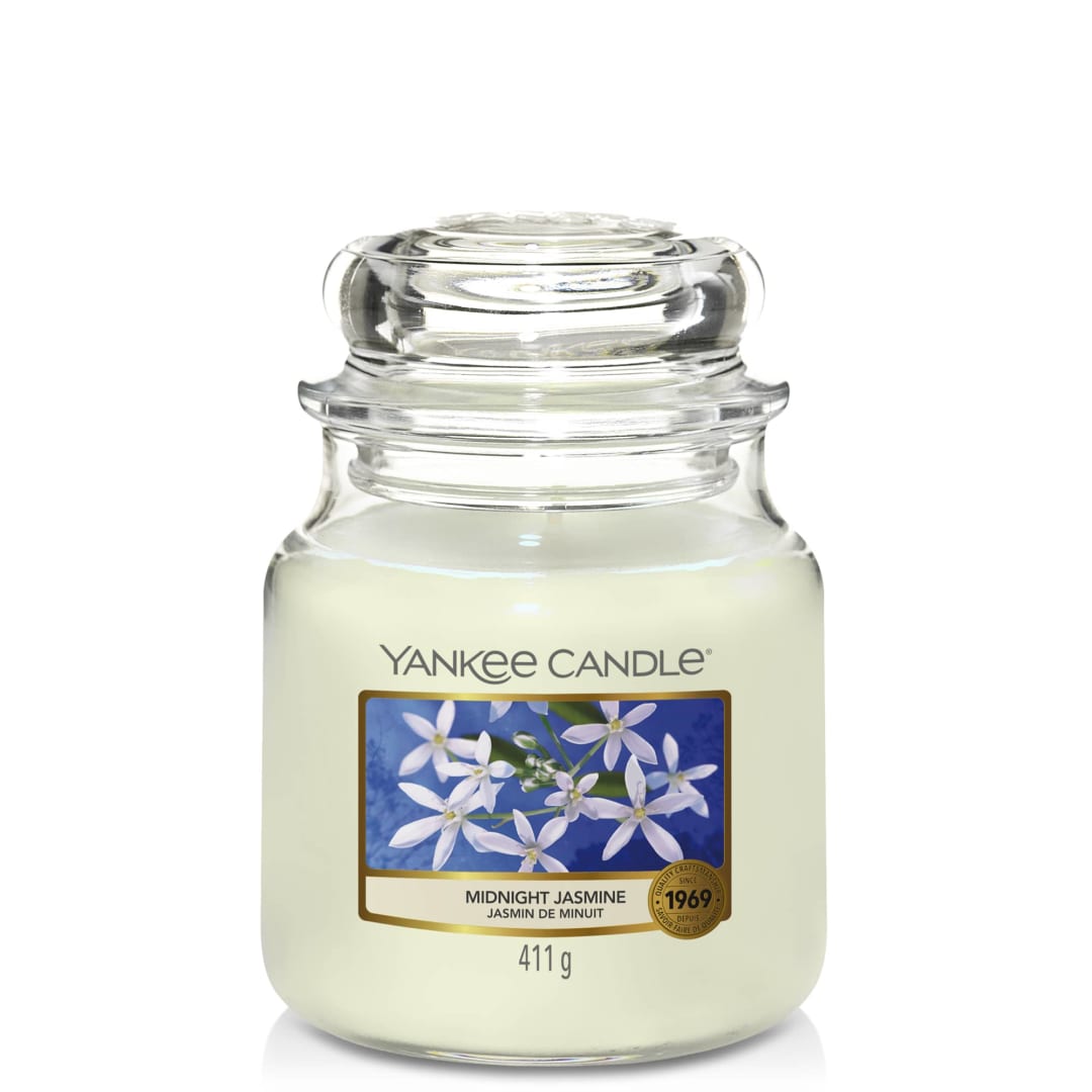 Yankee Candle® Scented Candle | Midnight Jasmine Medium Jar Candle| Long Burning Candles: up to 75 Hours | Gifts for Women