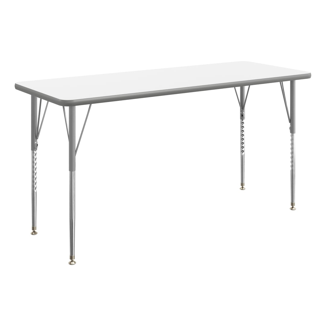 Wren 60" x 24" Adjustable Height Activity Table, Thermal Laminate Top, Standard Legs, White