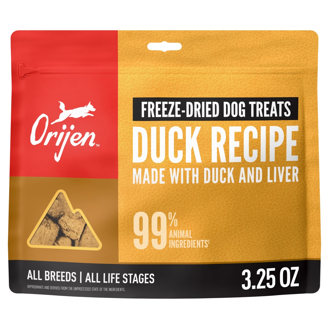 ORIJEN Grain Free High Protein Freeze Dried Dog Treats Free Run Duck Recipe