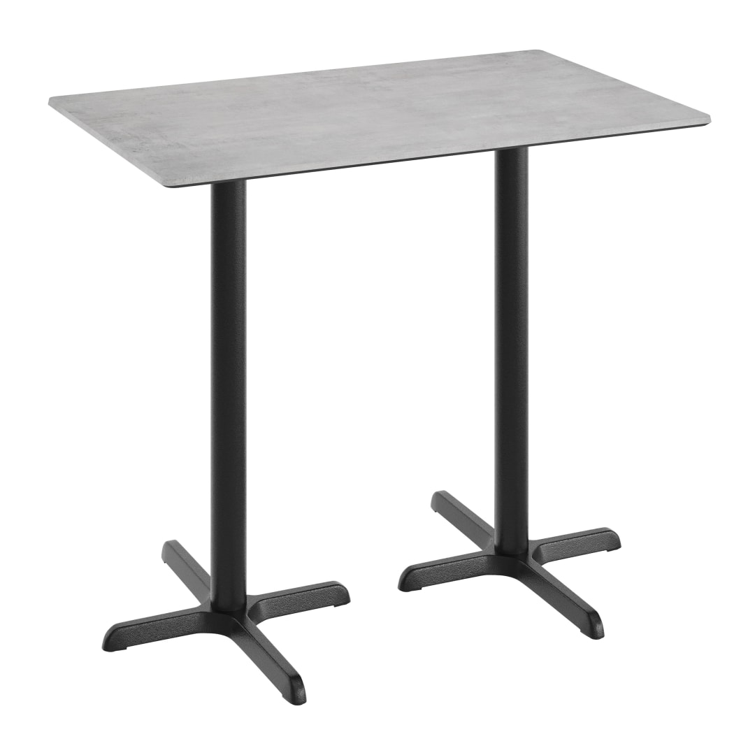 TopGuard 48" x 30" Tabletop, Gray Faux Concrete, Seamless Surface Technology, 22x30 Black Bar Height X-Base, Moisture, Scratch, Heat, UV Resistants