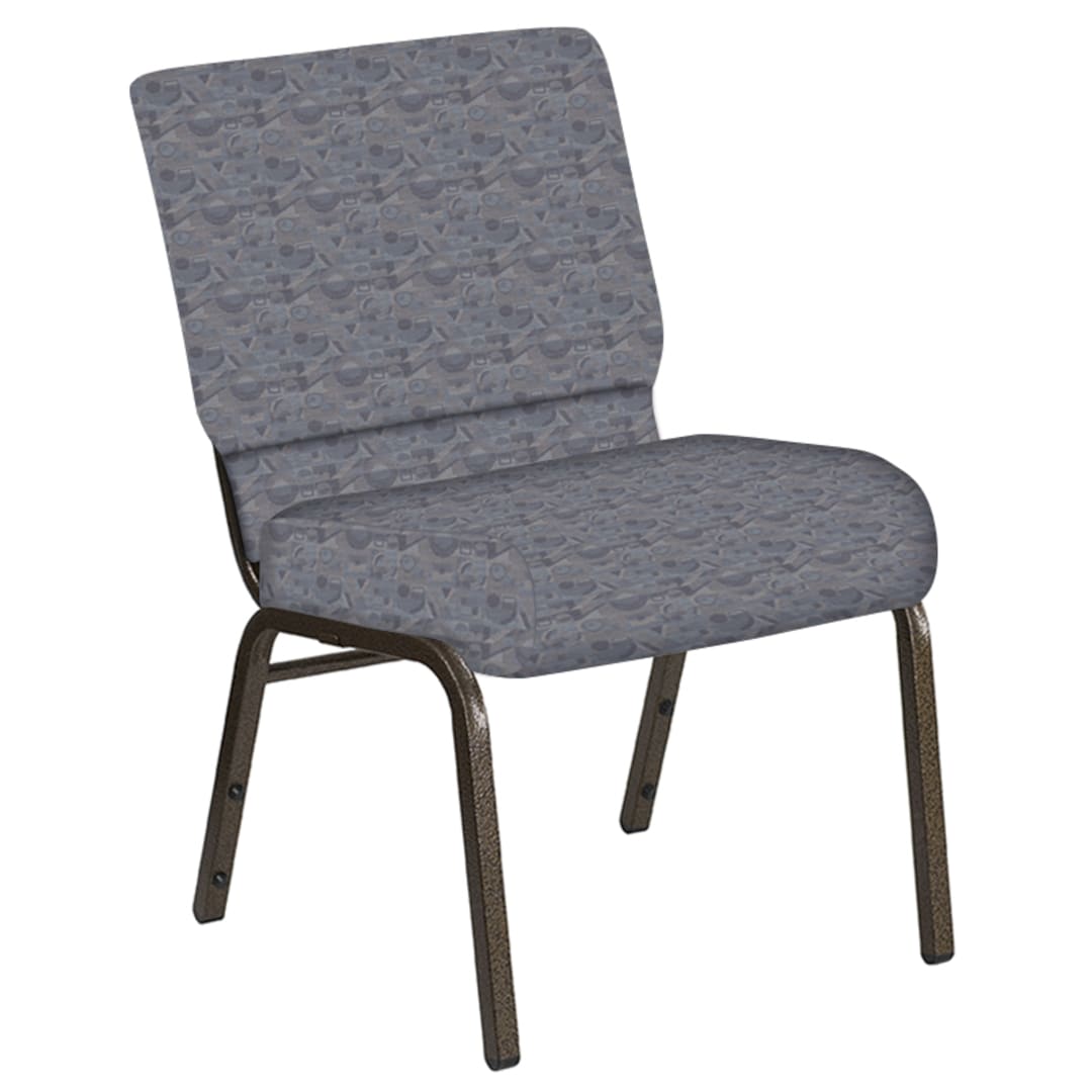 Embroidered 21''W Church Chair in Perplex Hazelwood Fabric - Gold Vein Frame