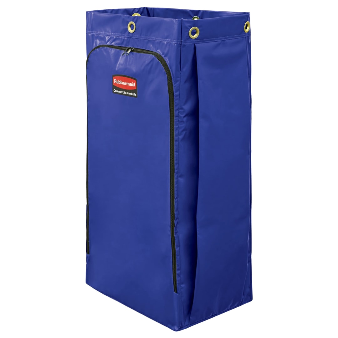 34 Gal Janitorial Cleaning Cart Vinyl Bag High Capacity, Blue
