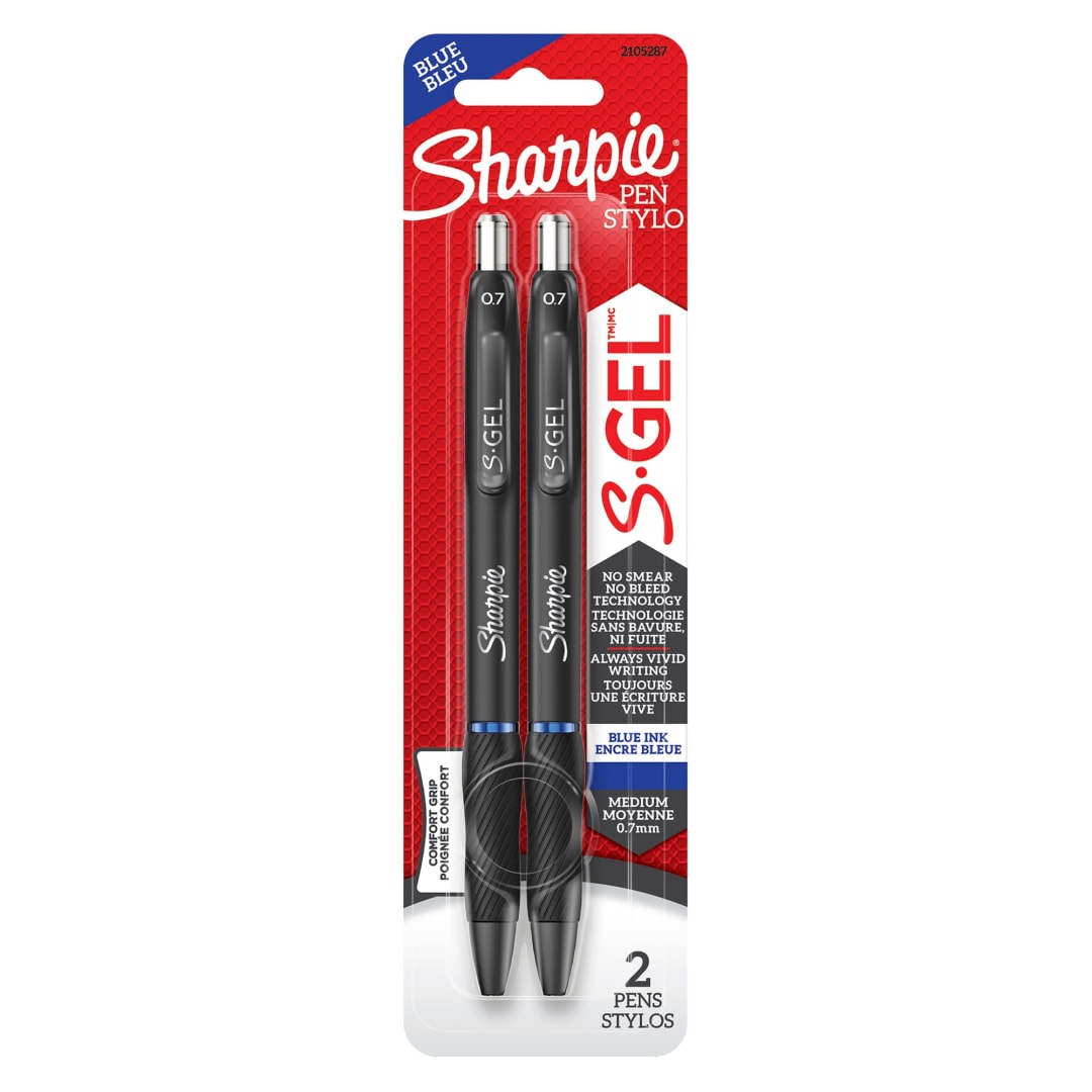 Sharpie® S-Gel, Gel Pens, Medium Point (0.7mm), Blue Ink Gel Pen, 2 Count