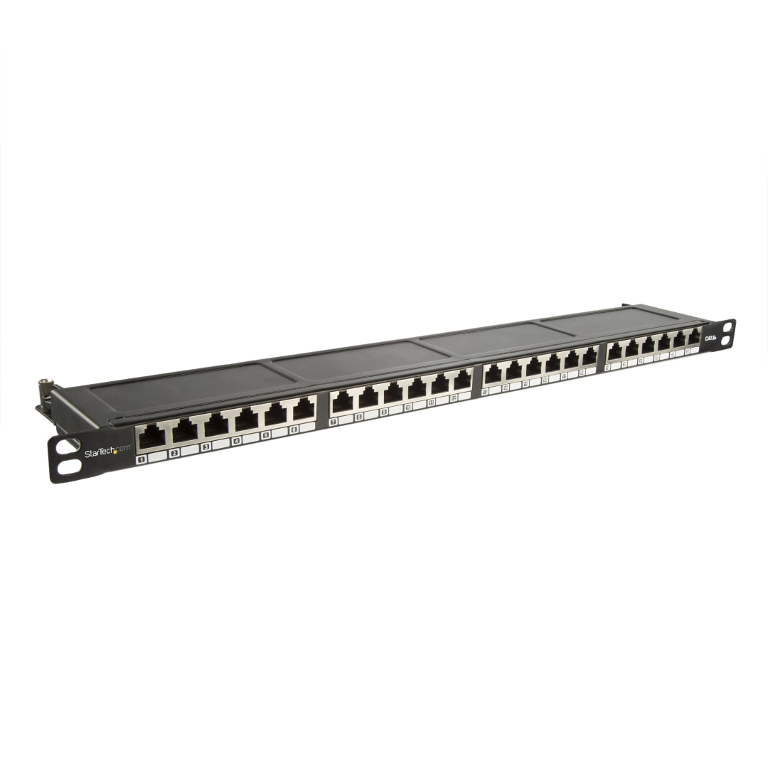 24 Port 0.5U Cat 6A Shielded Dual Patch Panel