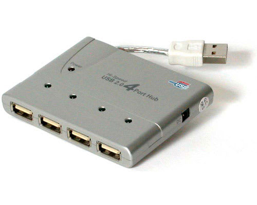 4 Port Laptop Sized Mini USB 2.0 Hub