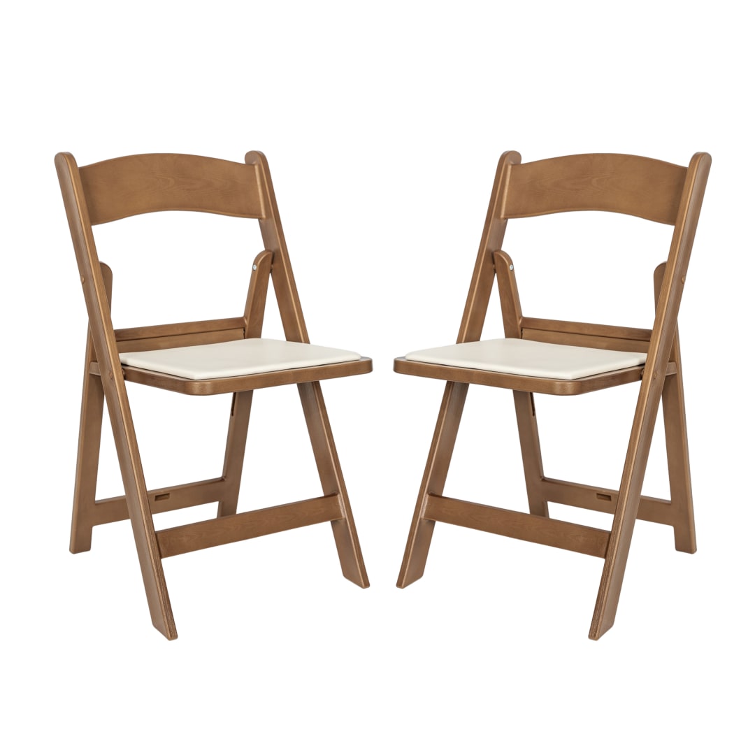 HERCULES 2 Pack Commercial Chestnut Indoor/Outdoor Lightweight Wood Look Resin Folding Event Chair
